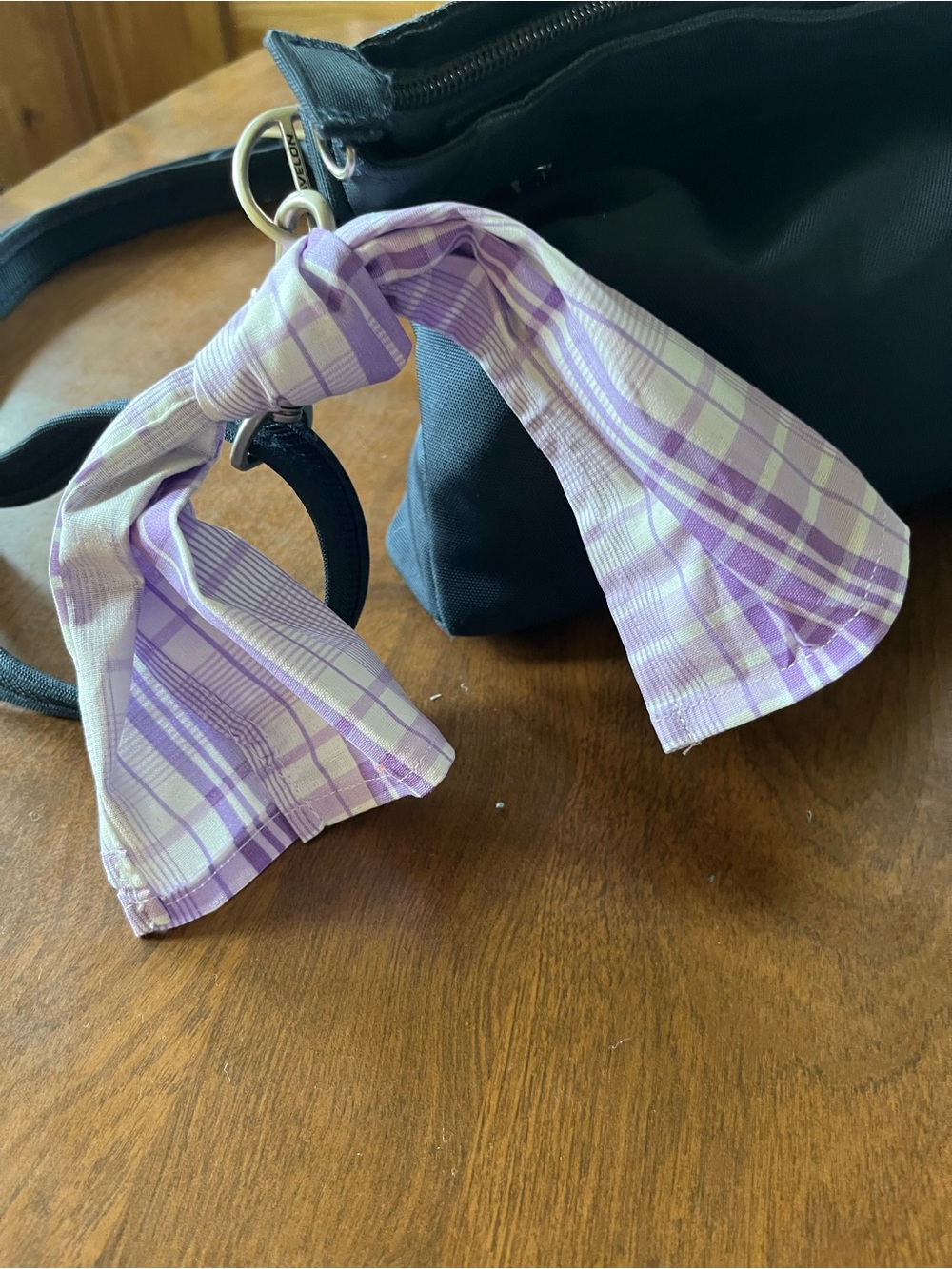 Plaid Lavender Bow Scarf Keychain for Women